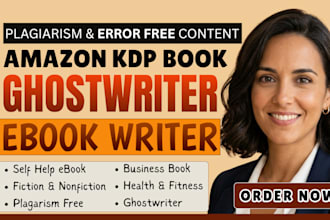 ghostwrite nonfiction book, self help ebook ghostwriter, KDP fiction book writer