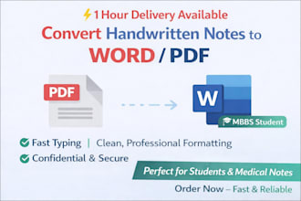 convert handwritten notes or PDF to word with fast typing