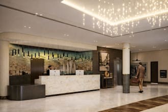 create luxury hotel lobby and reception interior design