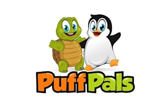 create a stuffed animal oriented logo for puff pals