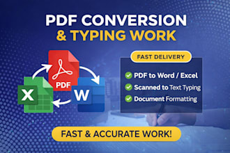 convert PDF to word or excel , typing work