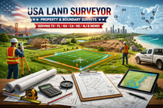 usa tx fl ga ca nc nj wg land surveyor property and survey stamped plan