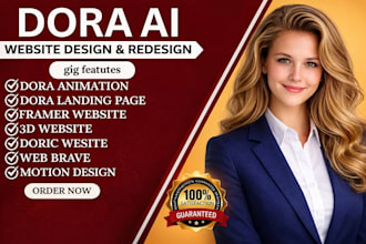 develop design dora 3d website dora landing page framer website dora animation