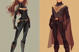 draw comic superhero and character design line art for you