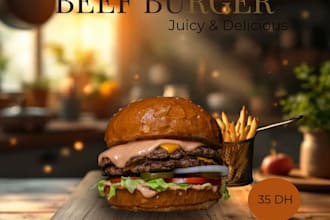 create professional burger ads and food posts design