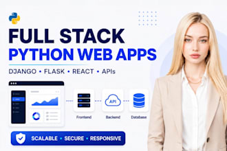 build professional full stack python web apps in flask, django