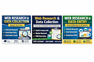 web researches and data collections in excel