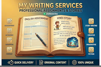write high quality plagiarism free assignments ,essays  paragraph english hindi