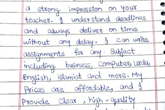 do neat handwritten assignment for any subject