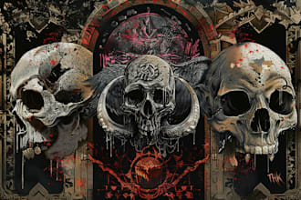 draw a detailed dark art rock gothic illustration