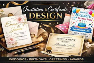 design birthday invite, wedding, greeting  holiday graduation party invitation