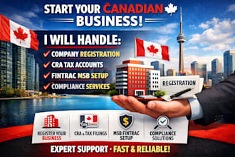 handle canada company registration, cra, fintrac msb and compliance services