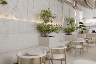 design realistic 3d restaurant and café spaces