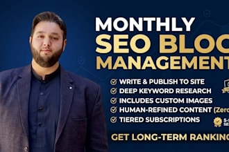write and publish monthly SEO blog posts with images