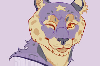 draw sketchy furry headshot and fullbody characters