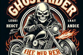 design high quality ghost rider mascot logo with t shirt design