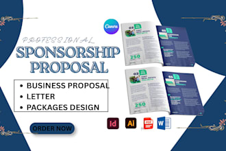 create modern sponsorship proposal, business proposal, packages, letter design
