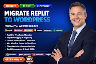 migrate replit website to wix wordpress  squarepace rebuild replit ai site