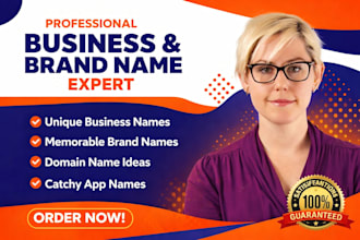create unique, short and catchy business name, domain name, brand name, app name