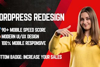 do wordpress redesign, speed up, and elementor customization