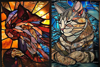 create stained glass art, pet art and fantasy stained
