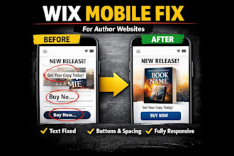 fix wix mobile site for author and children book website in 24hrs