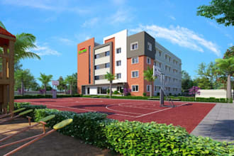 revit model building reinforced concrete design, intuitional complex rendering
