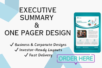 design an executive summary and a one pager
