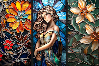 create stained glass style illustration