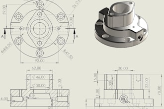 design precise 3d mechanical parts in solidworks with technical drawings