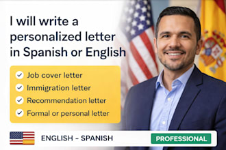write a professional letter in spanish or english