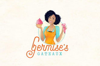 design cake, sweets, bakery, candy or food logo