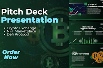 create a pitch deck for crypto exchange, nft marketplace, and defi protocol