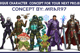 create 3d character design, dnd, scifi, monster, heros