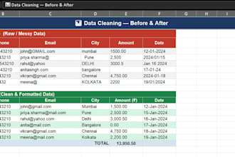 do excel data entry, financial calculations, and data cleaning