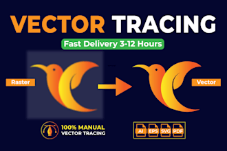 do manual vector tracing, logo to vector ai eps svg fast