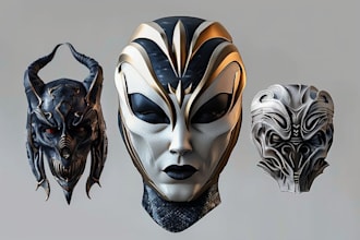 design 3d mask, 3d helmet, cosplay, custom mask for printing