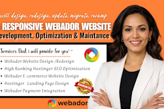 design webador website, hostinger website design, webador redesign, landing page