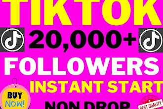 get you 20,000 tiktok followers fast, high quality service