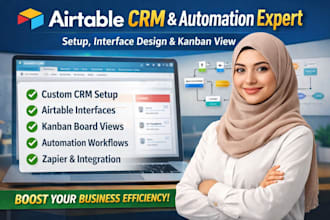 design airtable crm, setup airtable interface and automation airtable kaban view