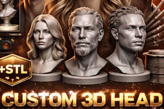 custom 3d head face portrait for 3d printing