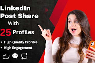 share your linkedin post with 25 profiles, promote, shoutout, marketing