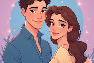 make romantic couple portrait illustration