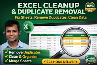 clean excel data, remove duplicates, and fix messy spreadsheets