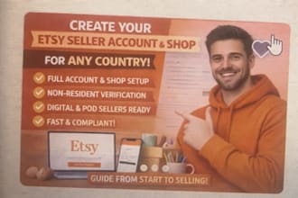create your esty seller account and setup etsy shop for any country