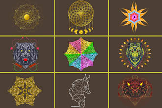 make spiritual illustration or geometry mandala logo design