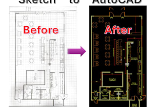 redraw old hand drawn or scanned blueprints in autocad