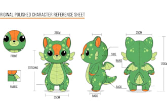 design custom plushie reference sheet tech pack stuffed animal ych toy pattern