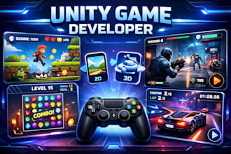 develop unity 2d 3d mobile game with multiplayer and monetization