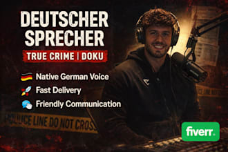 record a deep german voice over for true crime, documentary and storytelling